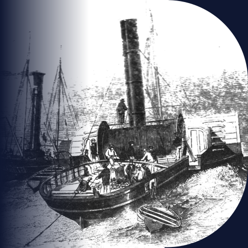 Historic subsea cable vessel illustration