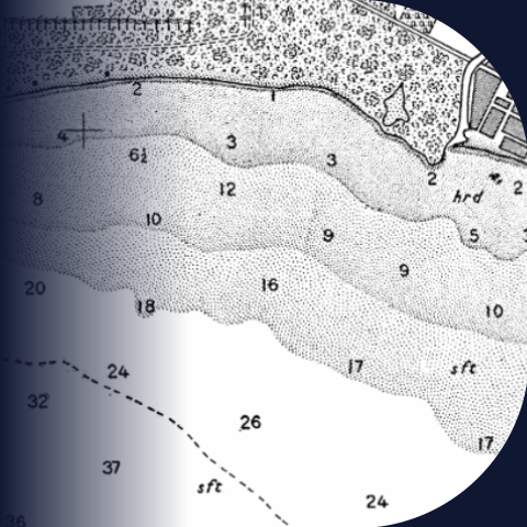 Coastal chart and landing site illustration
